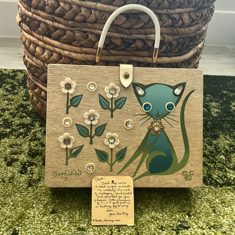 Enid Collins Box Purse with hand signed tag. 1965